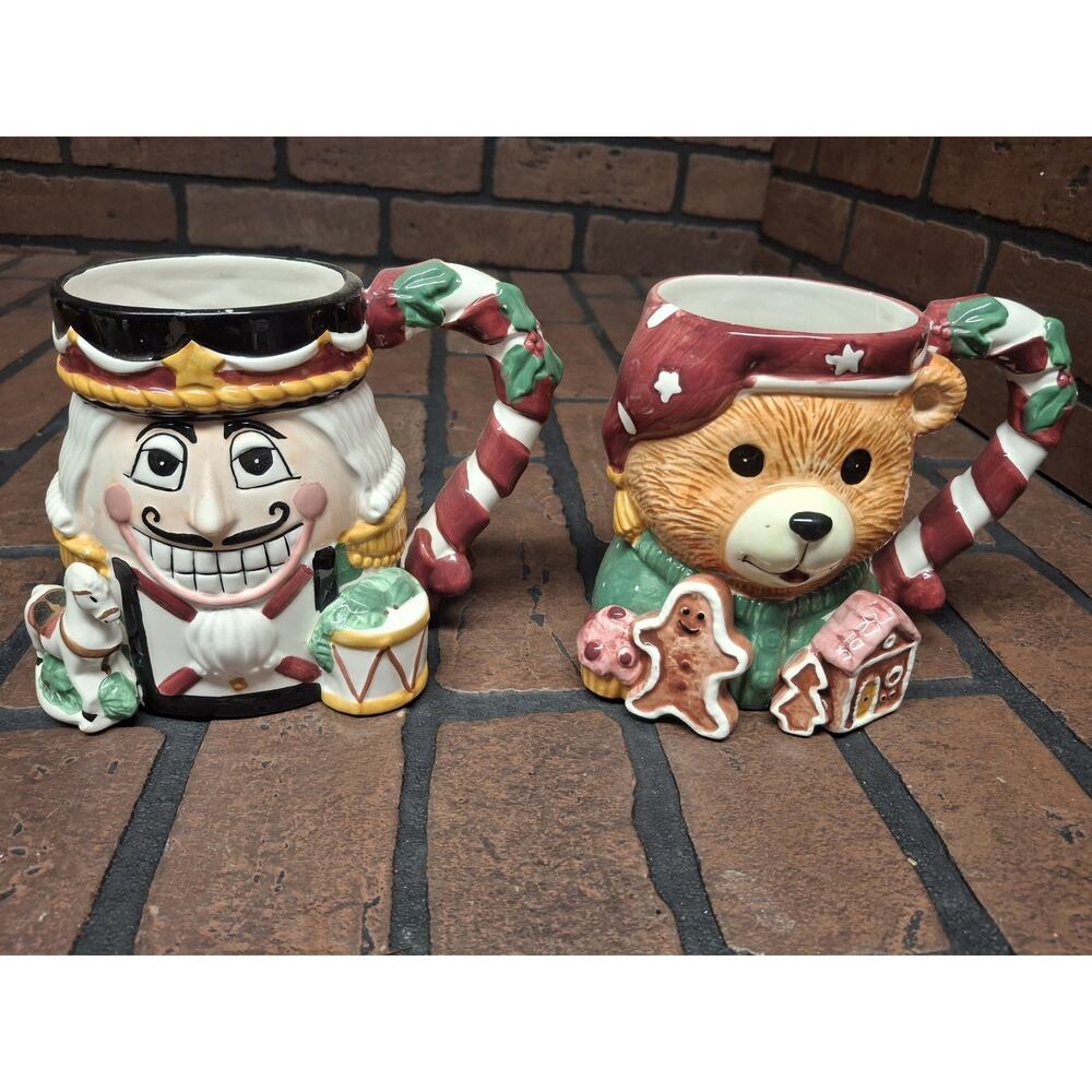 Vintage Ceramic CIC “Tis The Season” Nutcracker And Bear Christmas Mug